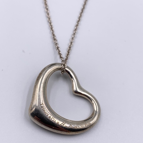 Authentic Tiffany & Co 925 Silver Elsa Peretti Large (27mm) Open Heart Necklace - Picture 4 of 10